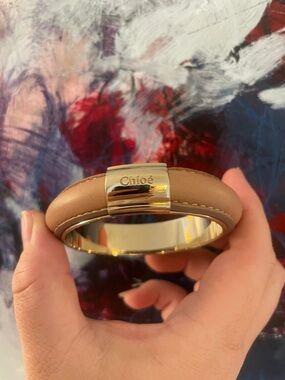 CHLOE Leather & Gold-Tone Bangle Bracelet